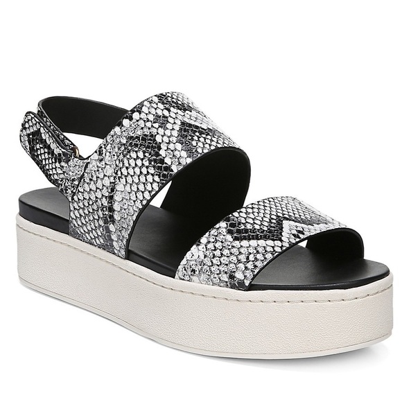 🛍️Vince⚡️Westport Snakeskin Velcro Strap Flatform Platform Leather Sandal 11 - Picture 2 of 6